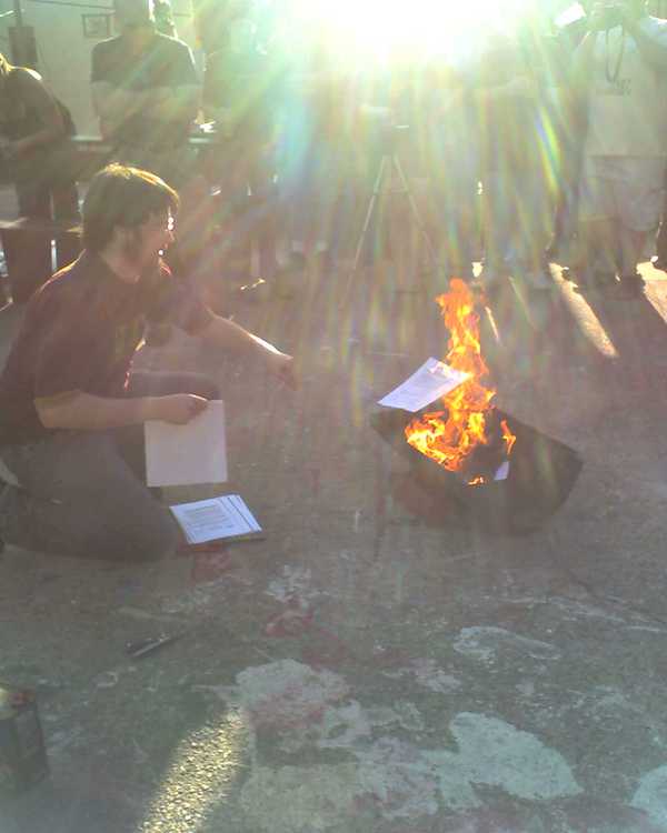 Death of a Mortgage Actives and Alumni gather to watch the burning of the successfully paid off mortgage for the chapterhouse.